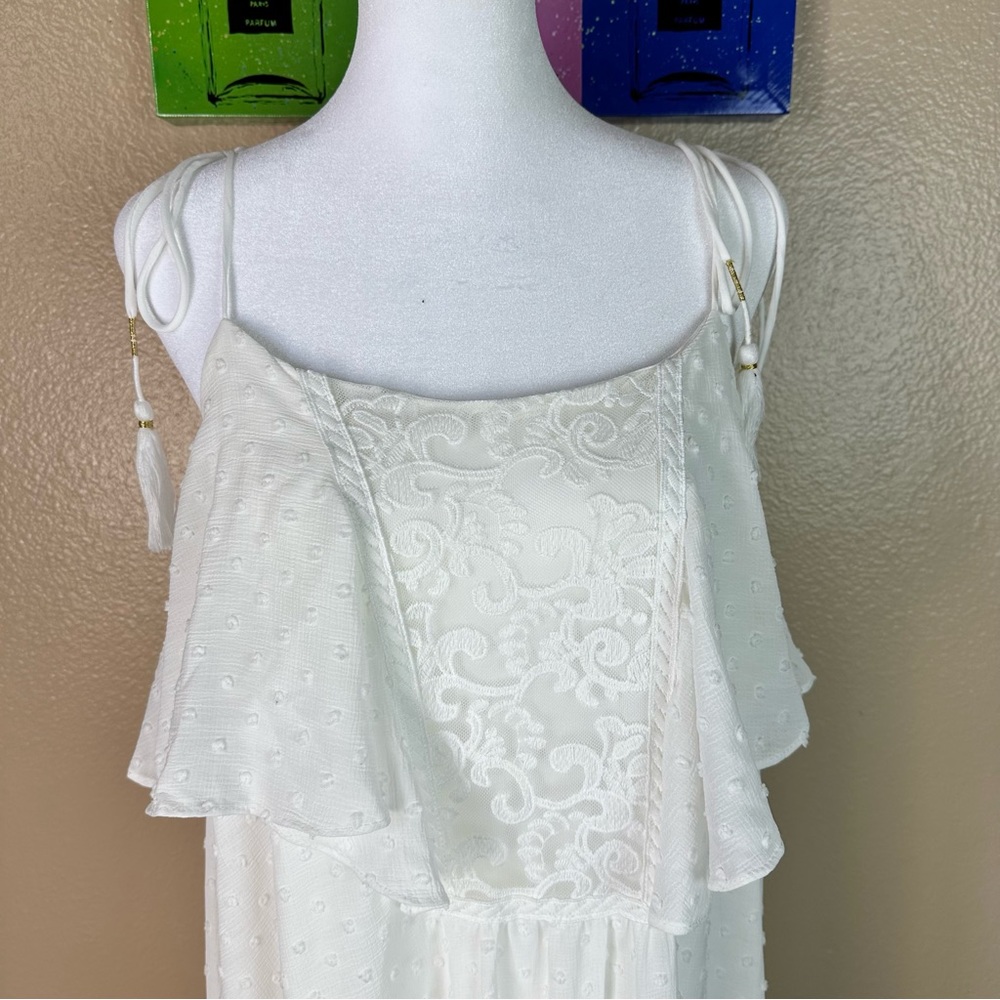 J.O.A Maxi Dress Ivory Adjustable Straps Sundress Wedding Evening Beach Medium - Picture 4 of 12